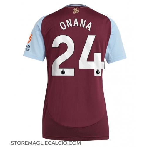 Aston Villa Amadou Onana #24 Maglia Gara Casa Repliche 2024-25 Donna Maniche Corte Aston Villa Amadou Onana #24 Maglia Gara Casa Repliche 2024-25 Donna Maniche Corte